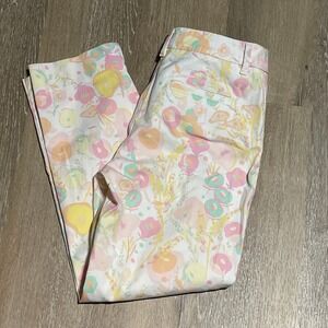 Talbots Petite Floral Print Cotton Blend Crop Pants Size 2P Pastel‎ Casual EUC